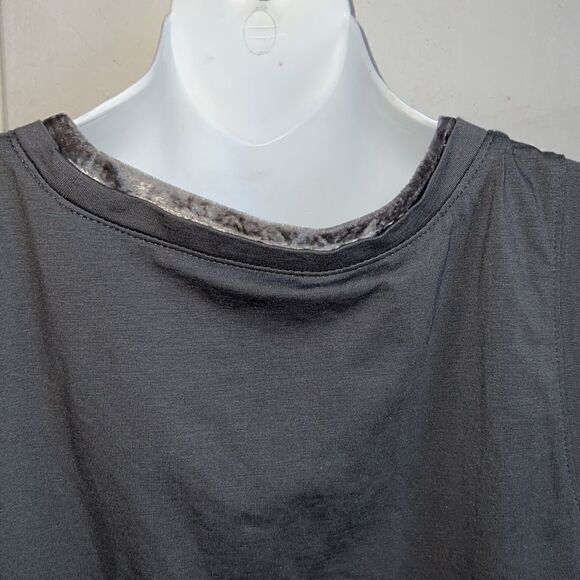 J JILL Grey Stretch Tank Top With Velvet Trim Collar-S - Picture 5 of 8